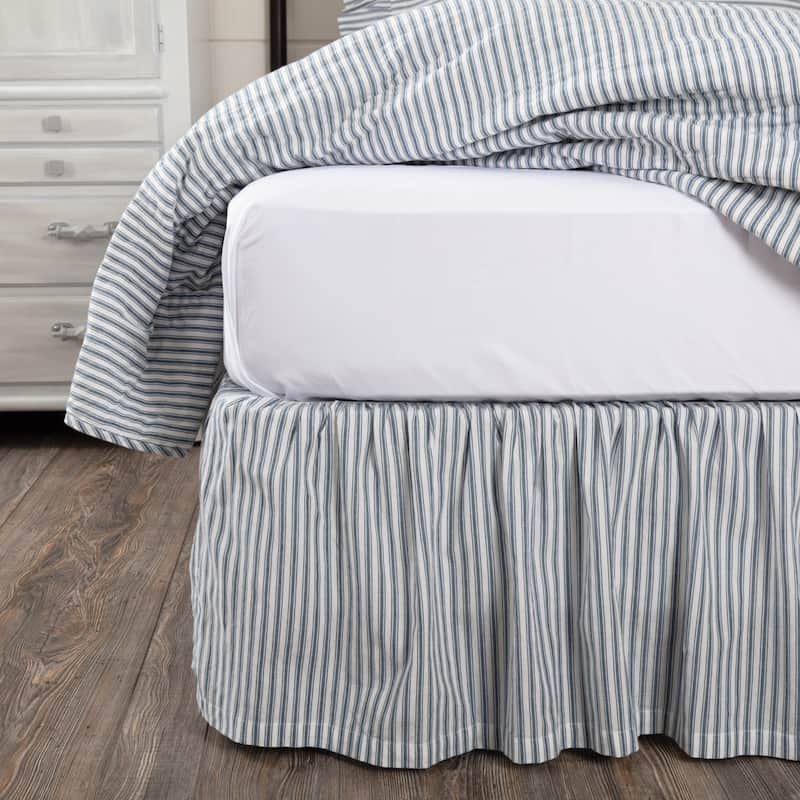 Sawyer Mill Ticking Stripe Bed Skirt - King - Denim Blue/Soft White