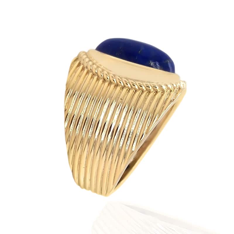 18K Yellow Gold Over Sterling Silver Lapis Lazulli Ring For Women