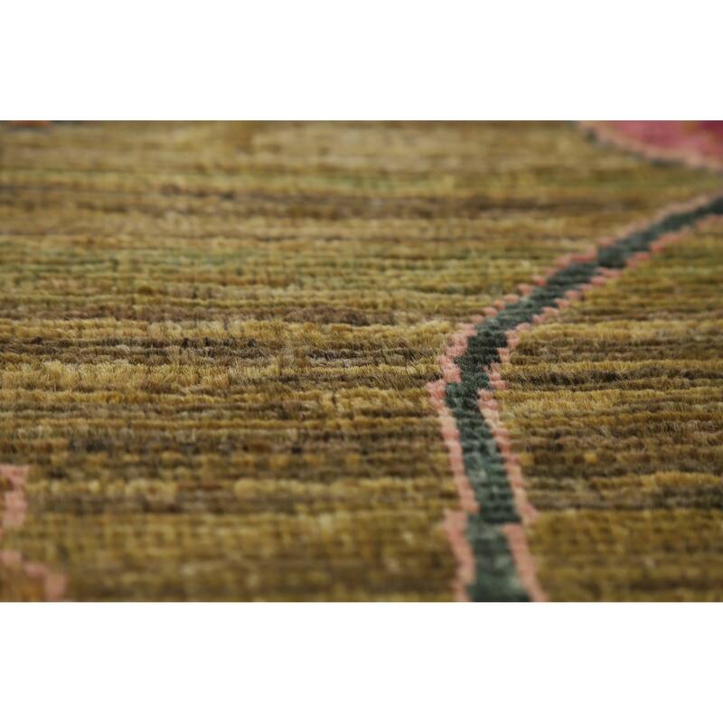 Hand Knotted Oriental 100% Wool Carpet Transitional All-Over Green Oushak Area Rug - 10' 2'' X 8' 3''
