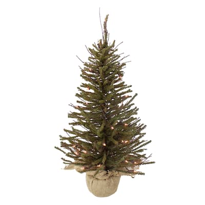 2.5' Warsaw Two-Tone Twig Artificial Christmas Tree - Clear Lights - 2.5 Foot