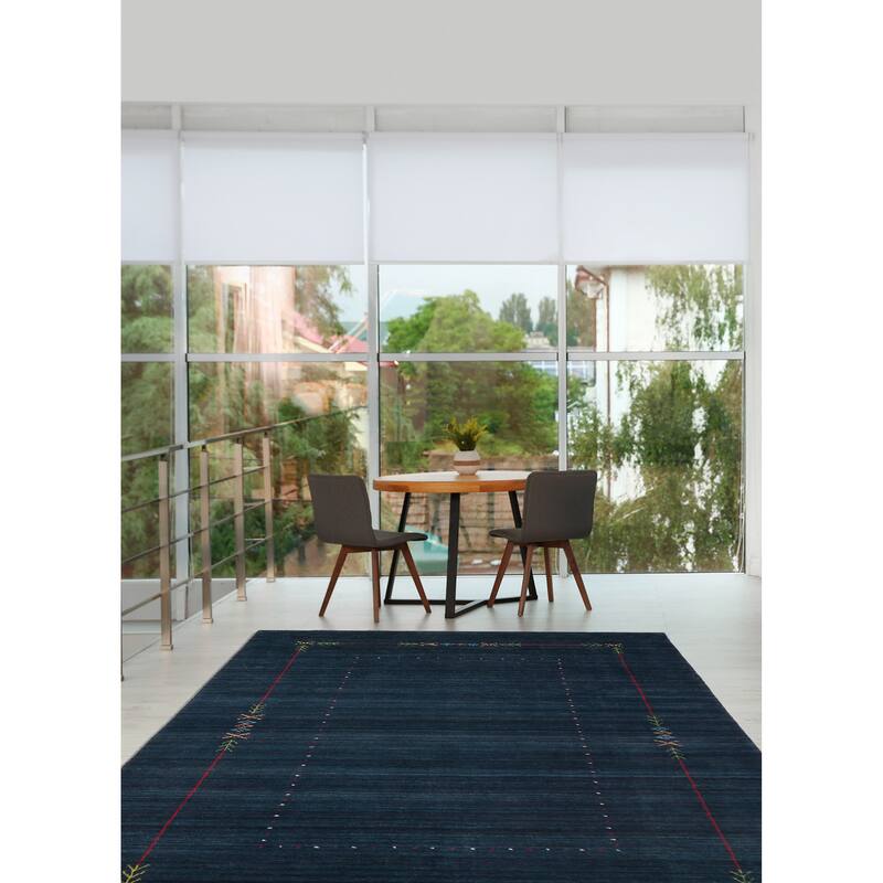 ECARPETGALLERY Hand Loomed Kashkuli Gabbeh Dark Navy Wool Rug - 5'0 x 7'9