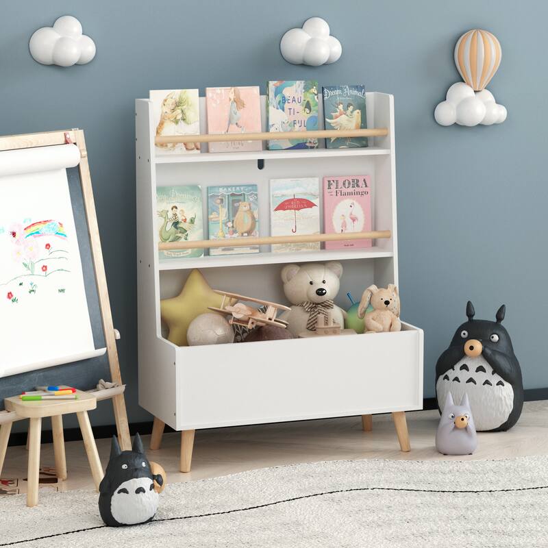 White Kids Bookshelf toy Storage Cabinet Organizer - White