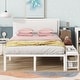 preview thumbnail 2 of 16, Full Size Metal Platform Bed with 2-Tier Storage Shelves, Wooden Storage Cabinet, White