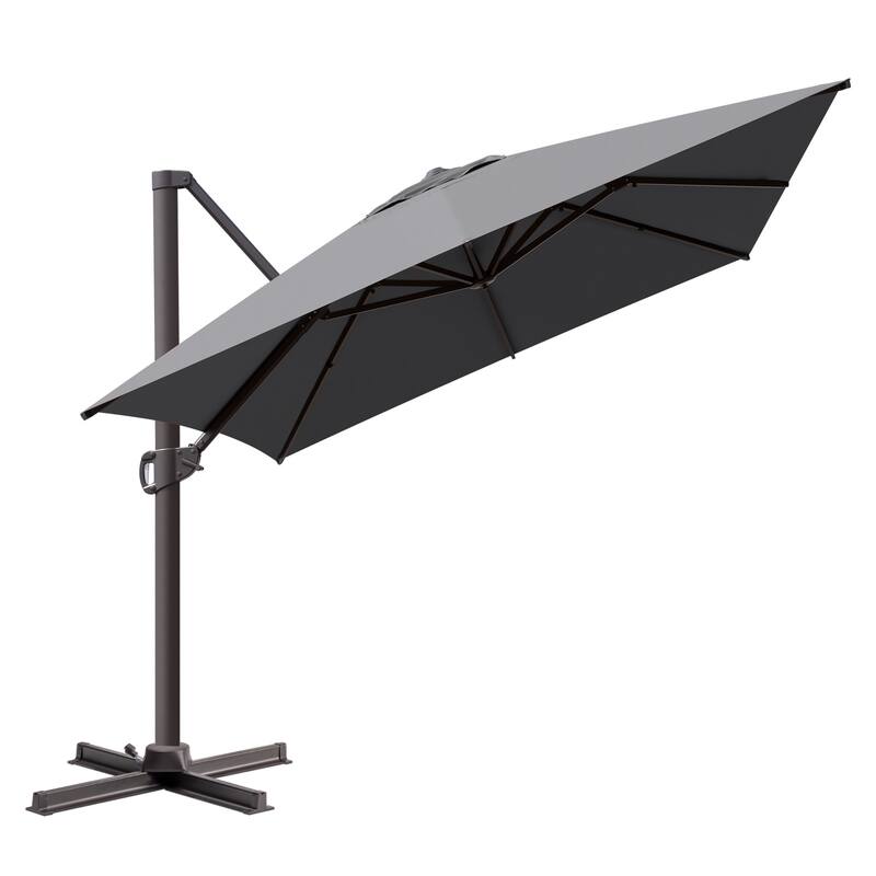 VredHom 10x13FT Patio Cantilever Umbrella Outdoor Offset Umbrella 360-Degree Rotation - DarkGrey