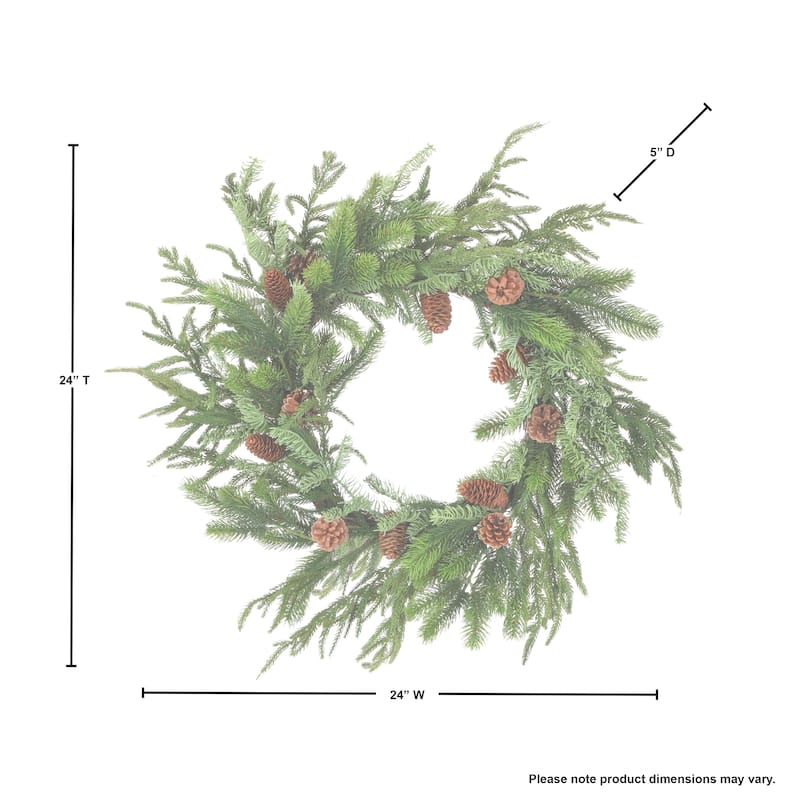 24" Real Touch Norfolk Spruce Juniper Wreath - Green