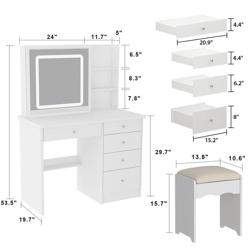 Makeup Vanity Set with 3 model Light & Stool
