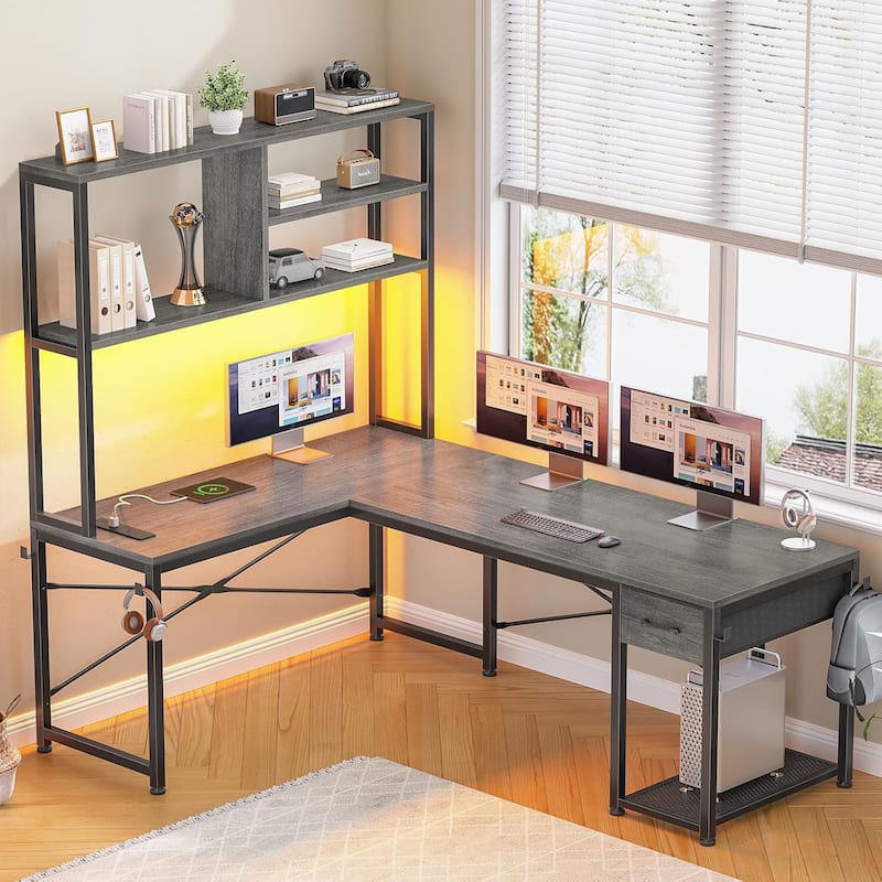 51.2" Reversible Small Corner Desk with Drawer L Shaped Gaming Desk - Grey