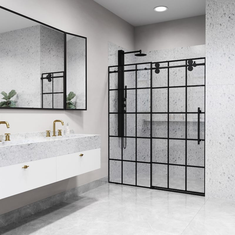 Vigo VG6041GCL7274 Elan 68" to 72" W x 74" H Sliding Frameless Shower