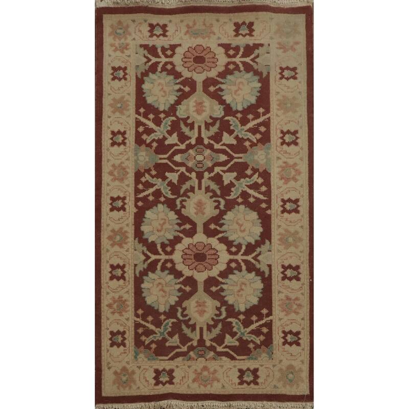 Hand Knotted Oriental 100% Wool Carpet Traditional All-Over Brown Ziegler Area Rug - 3' 7'' X 2' 2''