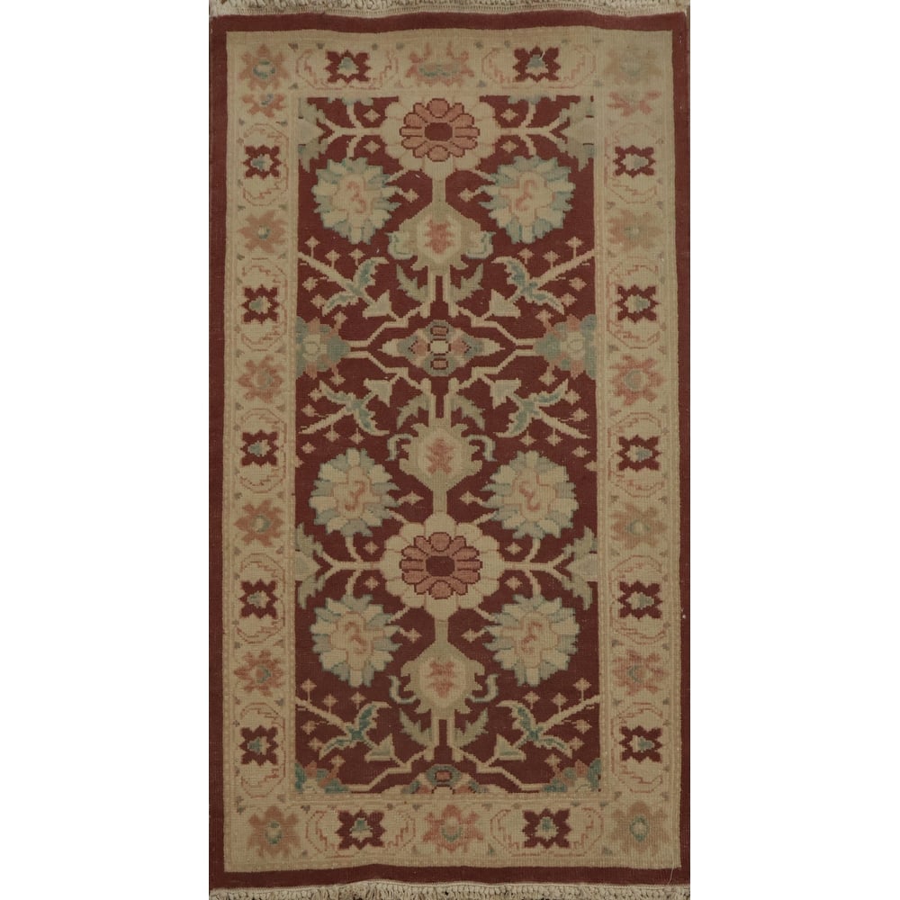 Hand Knotted Oriental 100% Wool Carpet Traditional All-Over Brown Ziegler Area Rug - 3' 7'' X 2' 2''