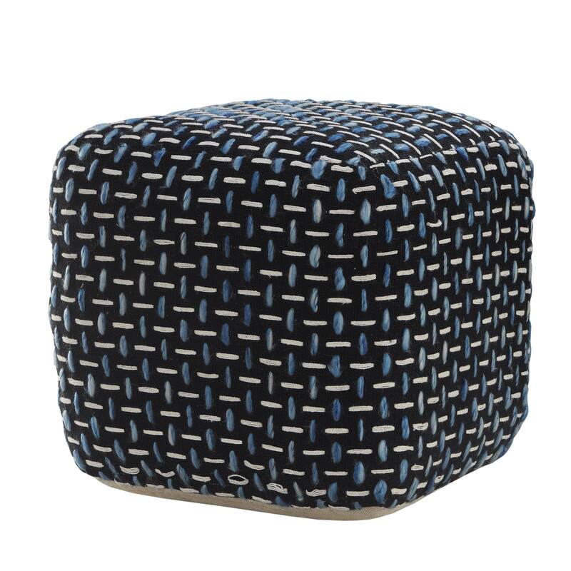 HomeRoots 16" Black Polyester Ottoman