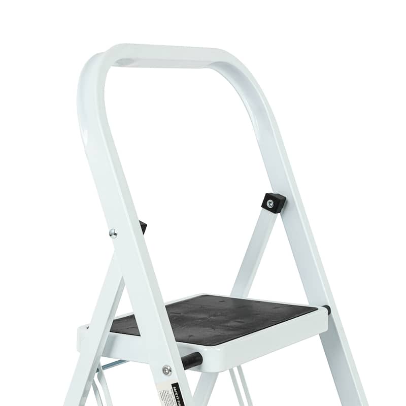 330 lb Capacity 2-Step White Iron Folding Step Stool Ladder