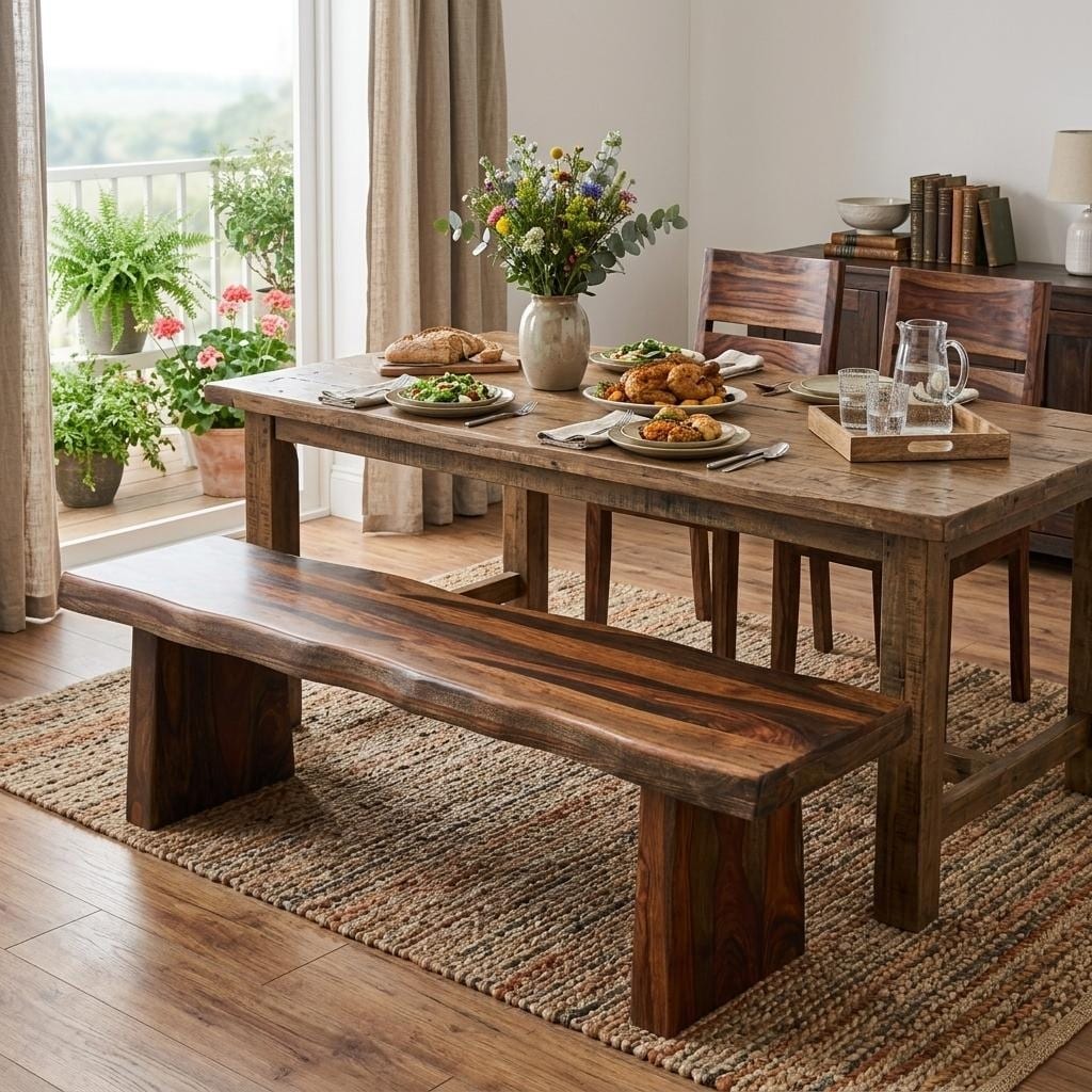 HomeRoots 68" Dark Brown Solid Wood Dining Bench - 68.00 in. x 18.00 in. x 18.00 in.