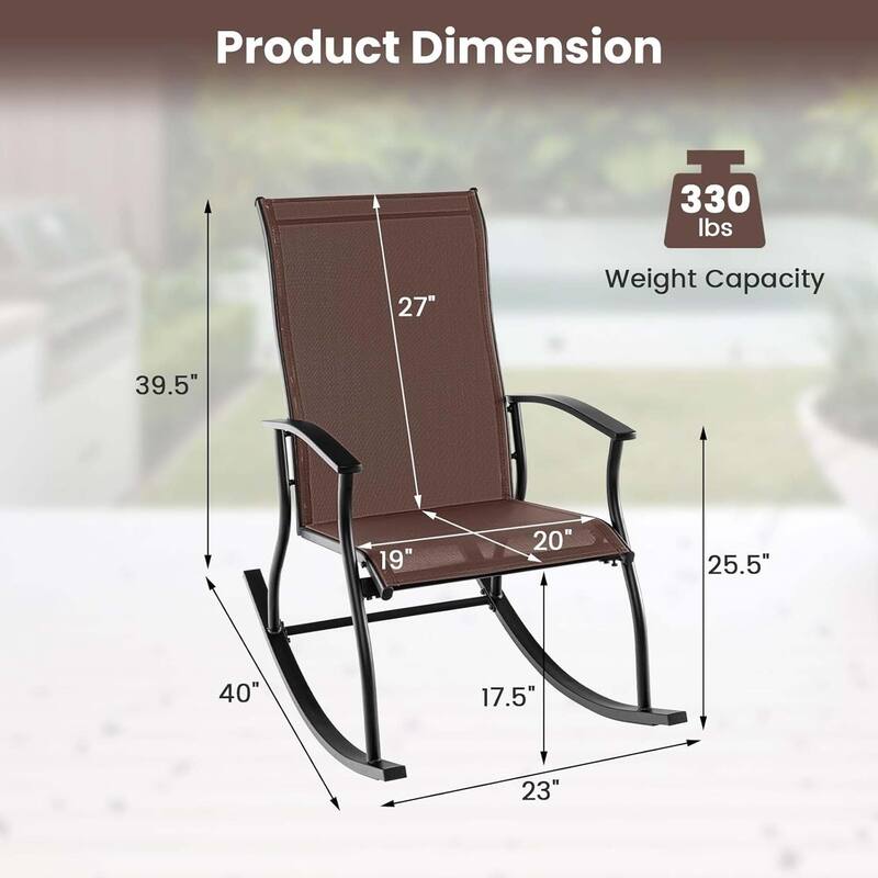 Set of 2/4 Patio Rocking Chairs Outdoor Rocker w/ Safe Rocking Motion