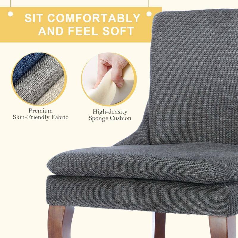 Modern Double-layer Cushioned Dining Chairs Set of 2