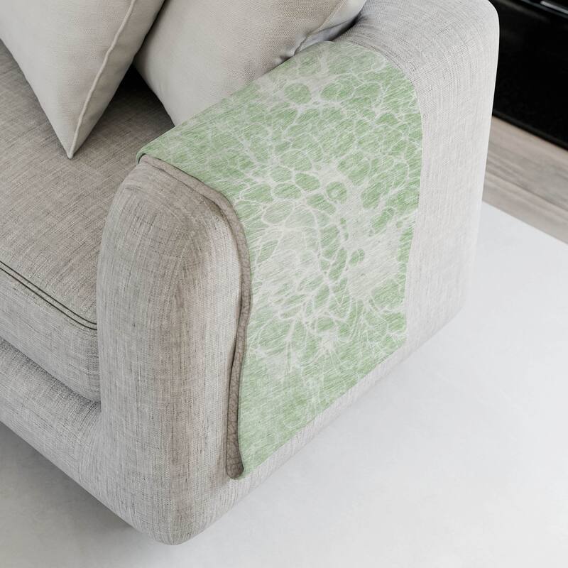 Premium Machine Washable Modern Floral Sherpa Throw Blanket - Mint - 4'2" x 5'10"