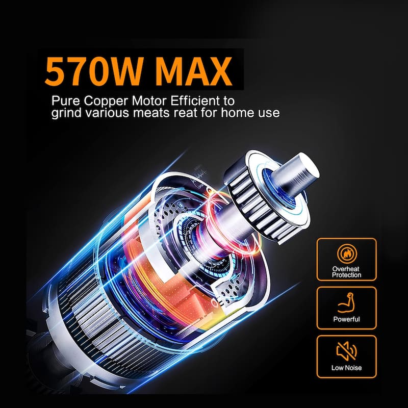 Anmytek Heavy Duty Stainless Steel Electric Meat Grinder with Sausage Stuffer 570 Watt - 13.38 in×11.61 in×7.08 in