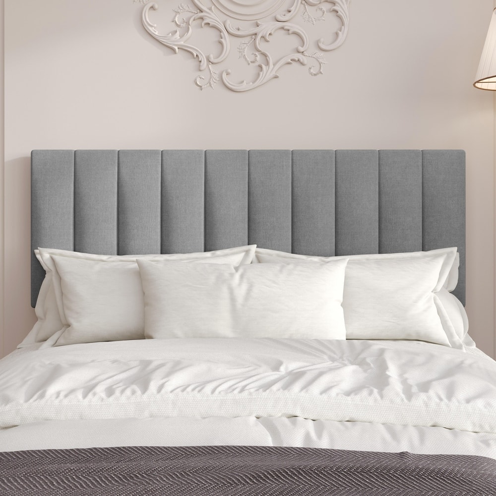 Clayfell Dennis Twin Upholstered Headboard with Vertical Channel Design, Adjustable Height, Gray