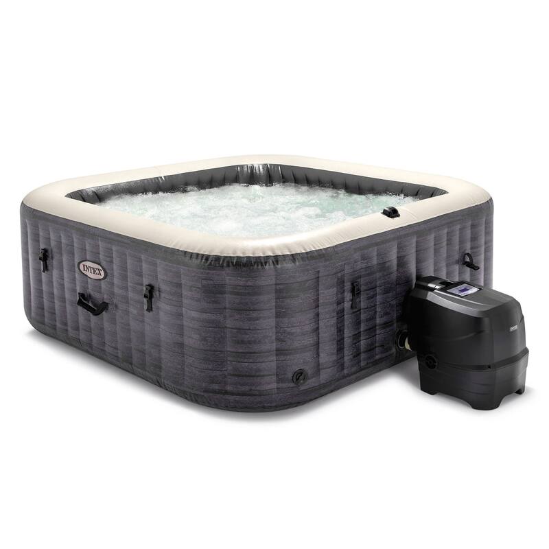 Intex 28449EP PureSpa Plus Greystone Inflatable Square Hot Tub Spa, 83 x 28" - 6 Person