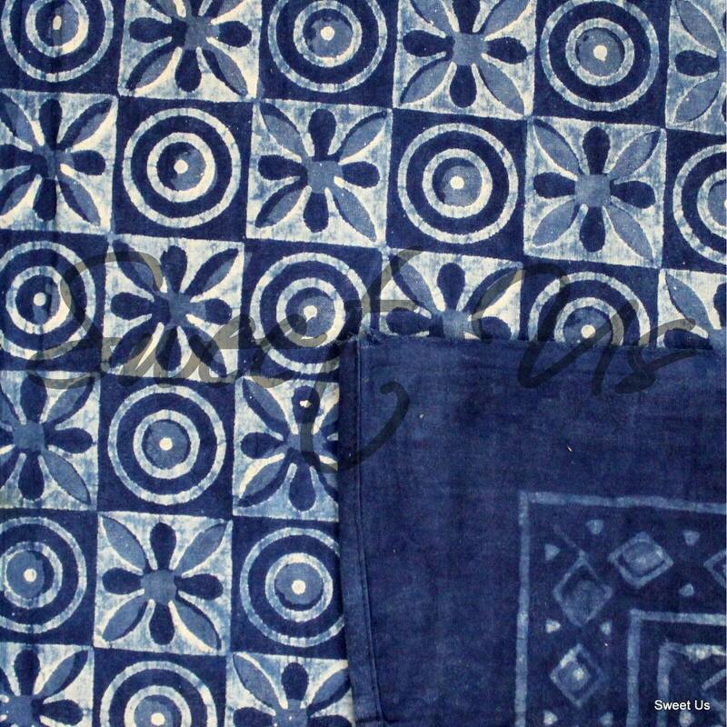 Cotton Hand Block Print Dabu Checkered Tablecloth Rectangle