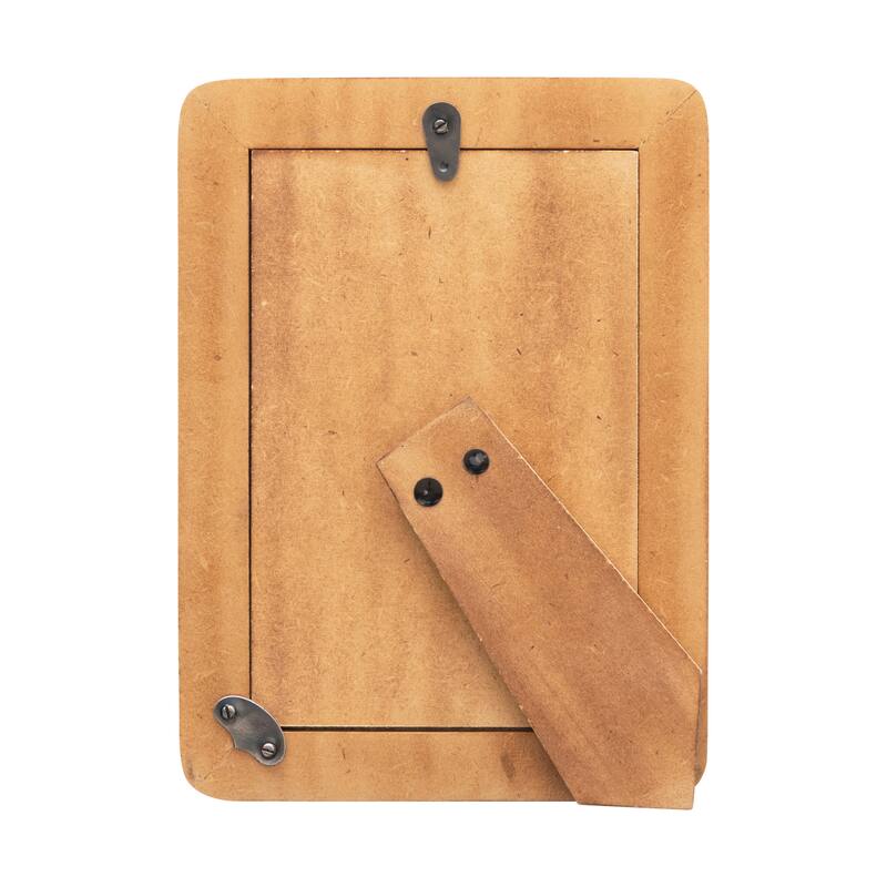 Hand-Carved Horn Photo Frame with Brass Border