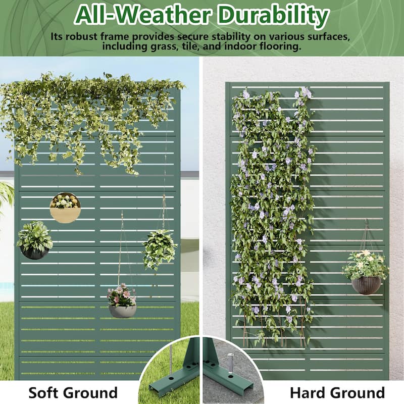 72in Dovelina Outdoor Freestanding Metal Privacy Screen Decorative Garden Fence