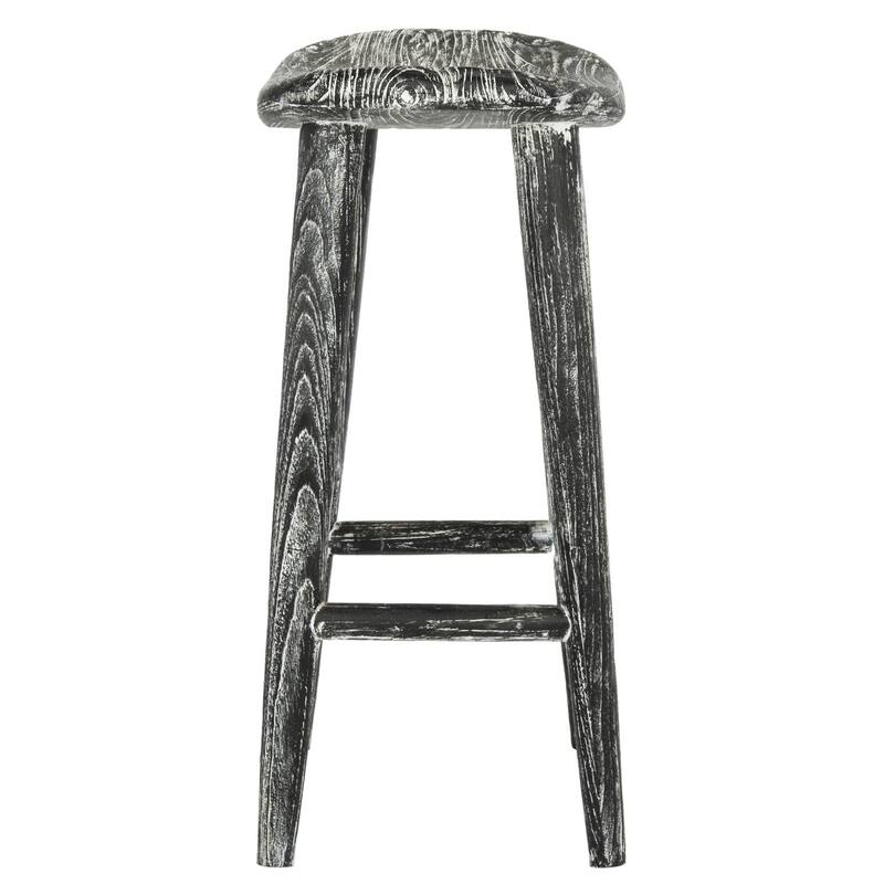 SAFAVIEH Eulah 11-inch Wood Black / White Washed Counter Stool - 17.7" x 11" x 24.2" - 18Wx11Dx24H