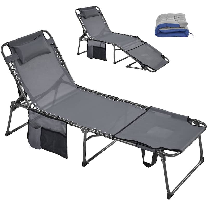 Yaheetech Outdoor Folding Tanning Chair with Removable Padded Cushion and Face Hole