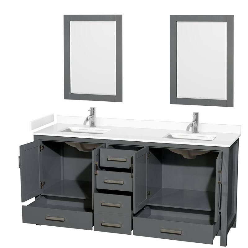 Wyndham Collection Sheffield 72" Double Bathroom Vanity, Carrara