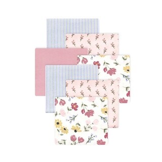 Little Treasure Hudson Baby Girls Cotton Poly Flannel Receiving Blankets Multipack, Pink Soft Painted Floral, 30x30 inches