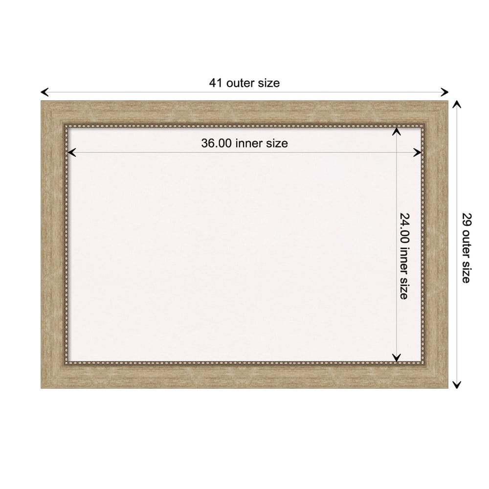 Astor Champagne Framed White Corkboard Bulletin Board, Organization Board, Pin Board