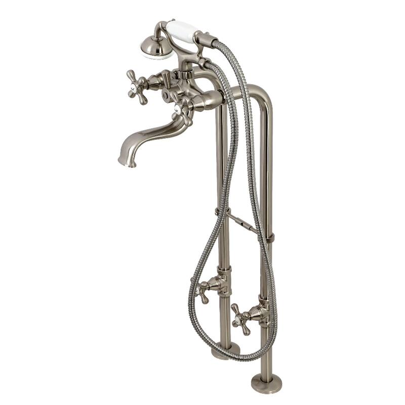 Kingston Brass Freestanding Clawfoot Tub Faucet Package with Supply Line in Matte Black - Brushed Nickel