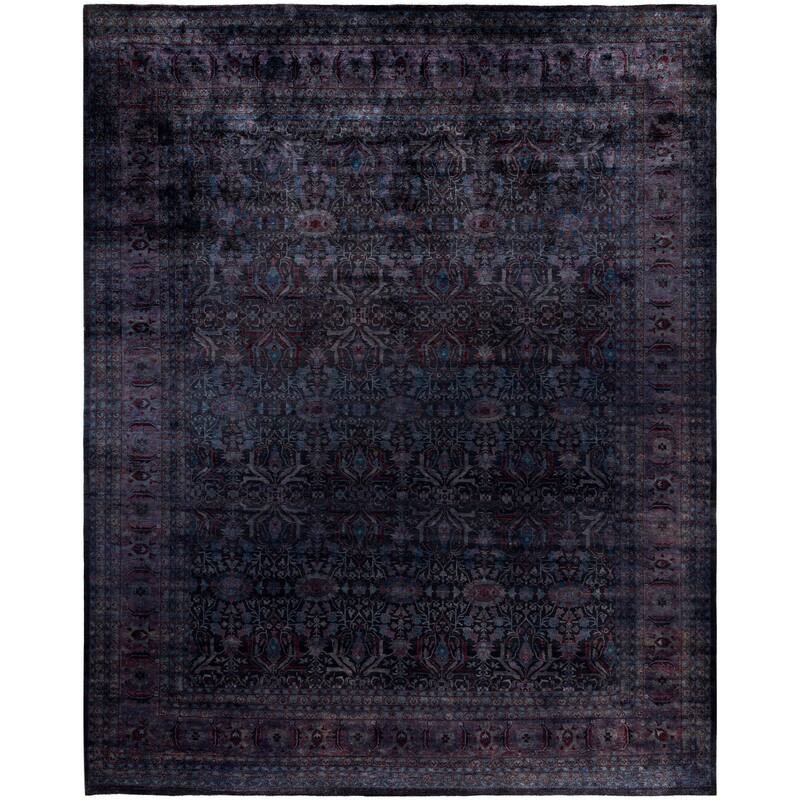 Overdyed One-of-a-Kind Hand-Knotted Area Rug - Black - 12' 1" x 15' 0"