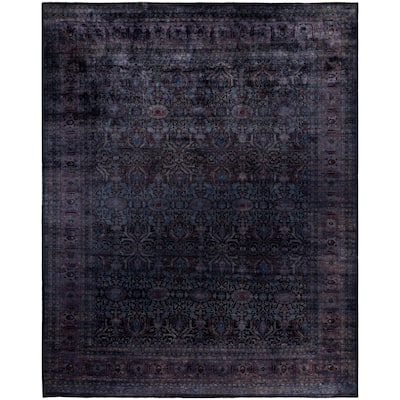 Overdyed One-of-a-Kind Hand-Knotted Area Rug - Black - 12' 1" x 15' 0"
