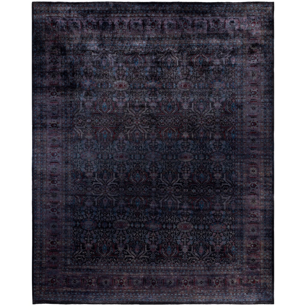 Overdyed One-of-a-Kind Hand-Knotted Area Rug - Black - 12' 1" x 15' 0"