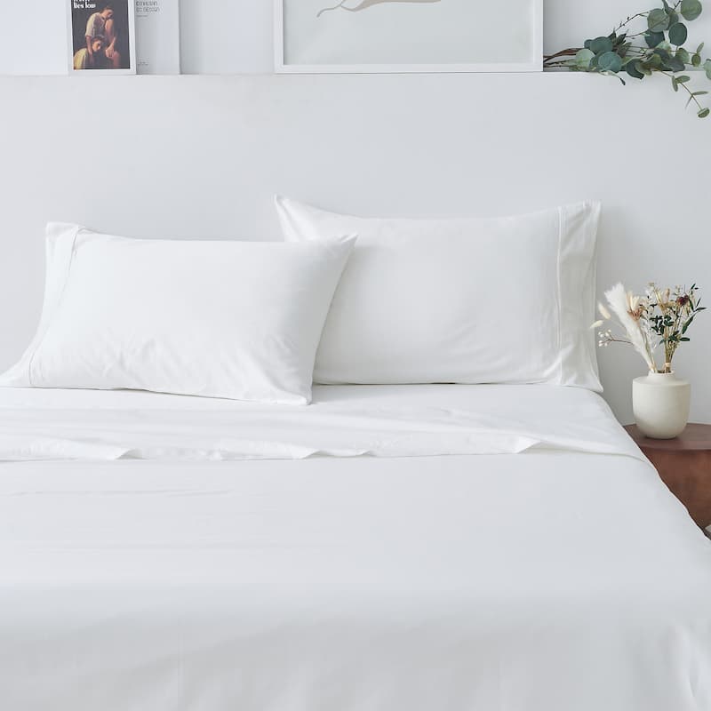 Linery & Co. 100% Cotton Sateen Sheet Set - California King - White