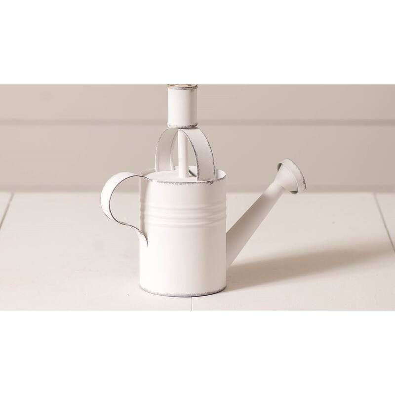 Irvins Country Tinware Watering Can Lamp Base In Rustic White - 17.5 X 4.75 X 11.75 inches