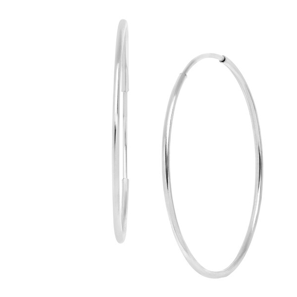 Eternity Gold Endless 21 mm Hoop Earrings in 10K White Gold