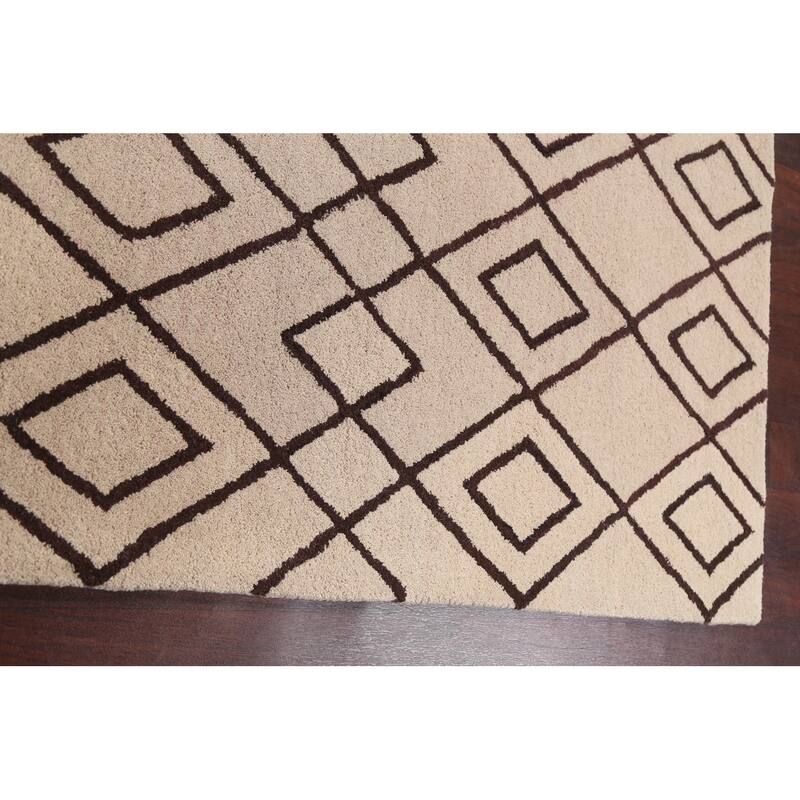 Trellis Geometric Contemporary Oriental Area Rug Wool Hand-tufted - 5'0" x 8'0"