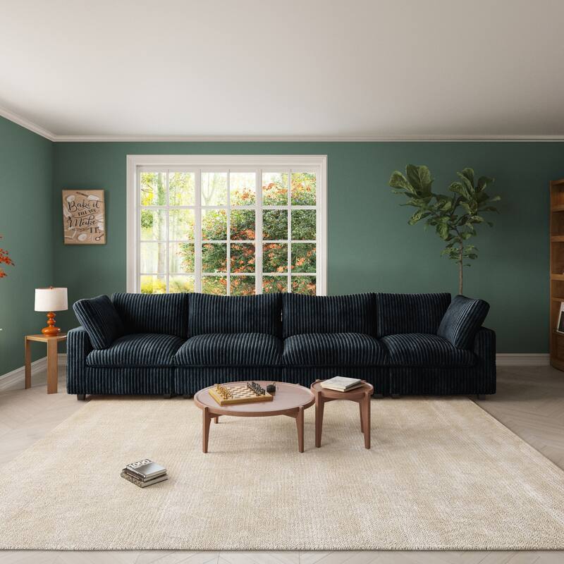 157.48" Soft Plush Modular Sectional Sofa 4-Seater Upholstered Living Room Couch