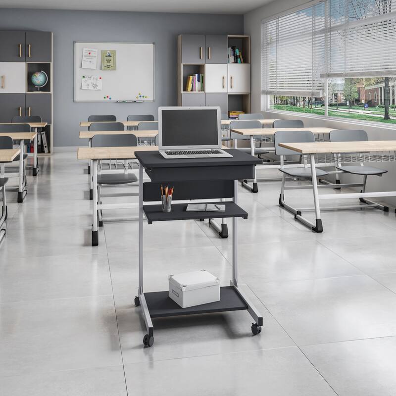 Rolling Laptop Cart with Storage,High quality and durable, Graphite