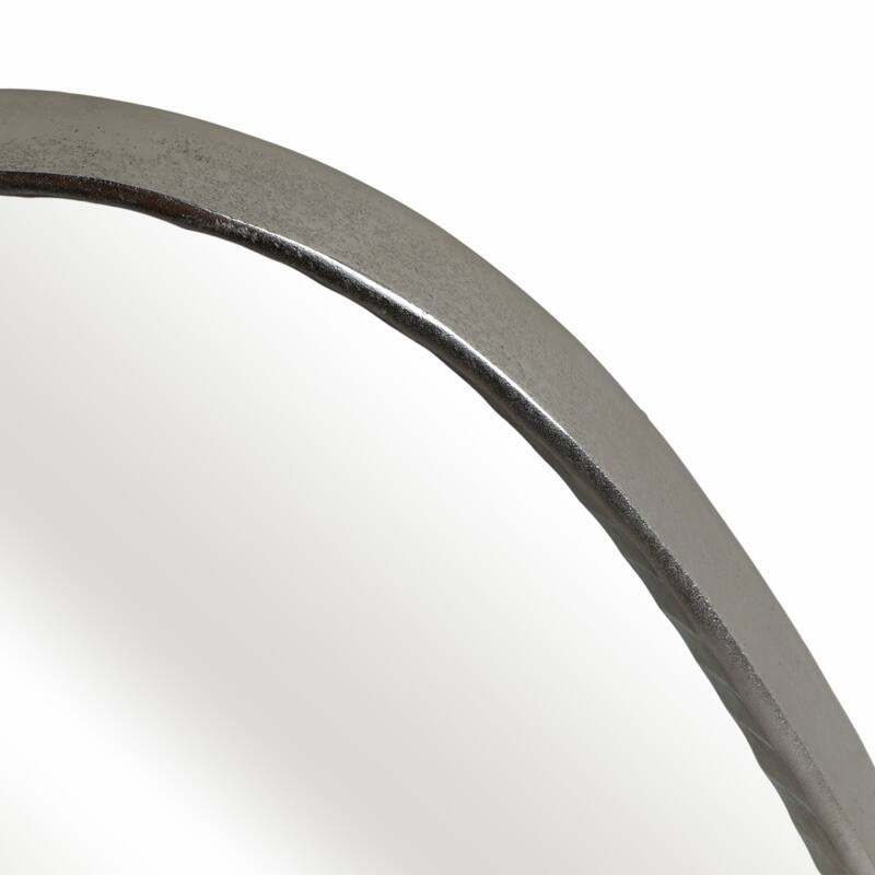 Metal Asymmetrical Mirror with Glass Wood Sculptural Modern Design