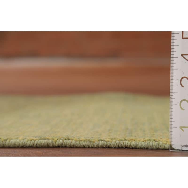 Yellow & Green Contemporary Gabbeh Foyer Rug Hand-Knotted Wool Carpet - 1'10"x 3'1"