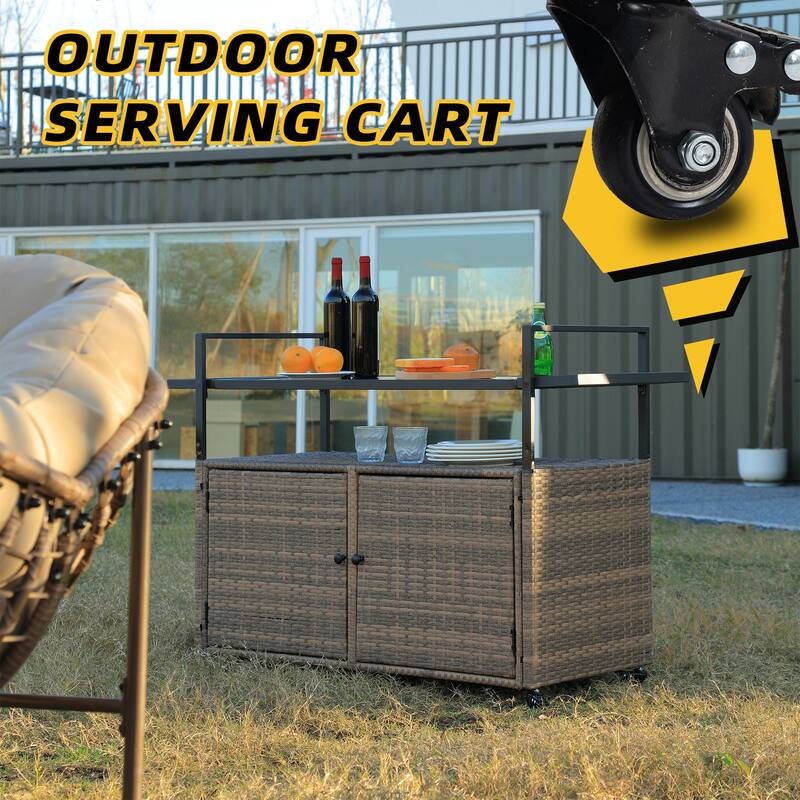 Tengbian mobile tea sailor cart, door storage mobile dining cart, three-level service dining cart, storage cabinet