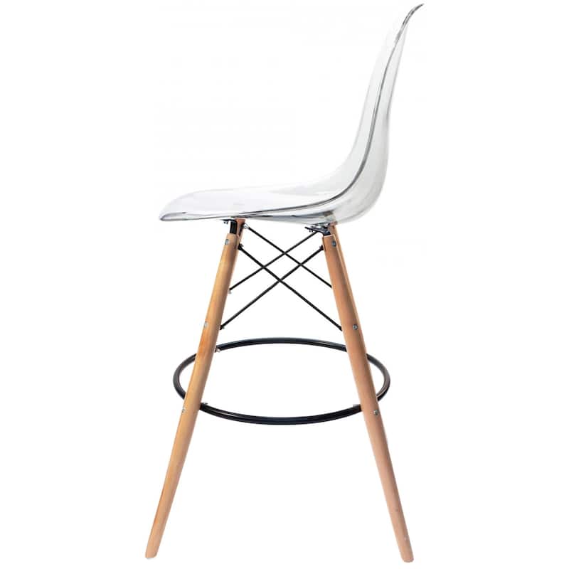 Counter Stool With Back Plastic Molded Wooden Eiffel Base For Kitchen Island Hotel Work High Chair