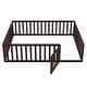 preview thumbnail 11 of 30, Queen Size Wood Floor Bed w/ Fence & Door Upholstered Bed Frame