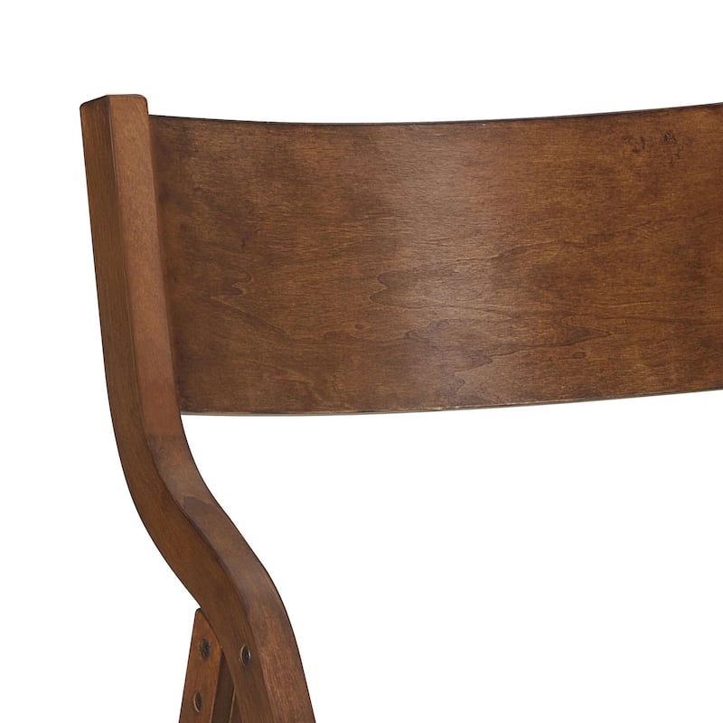European Vintage Set of 2 Wooden Folding Dining Side Chairs with Fabric Seat Cushions