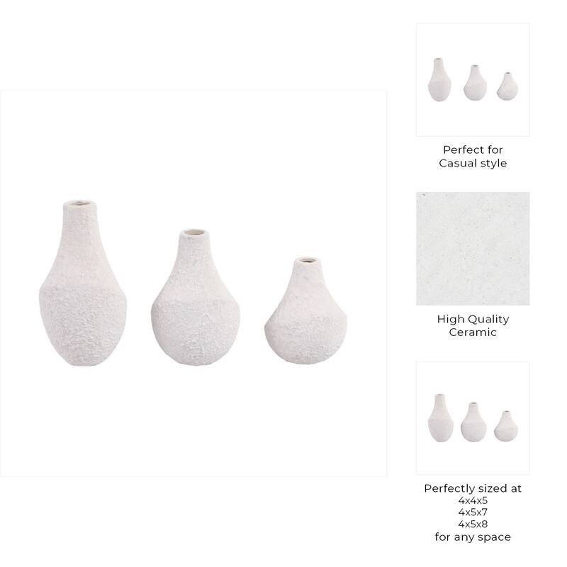 Stoneware Decorative Vases Sleek Silhouettes Modern Glam (Set of 3)