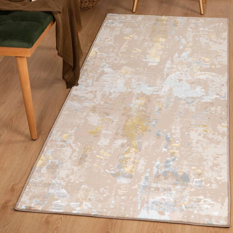 London Collection Cream/ Brown Abstract Area Rug