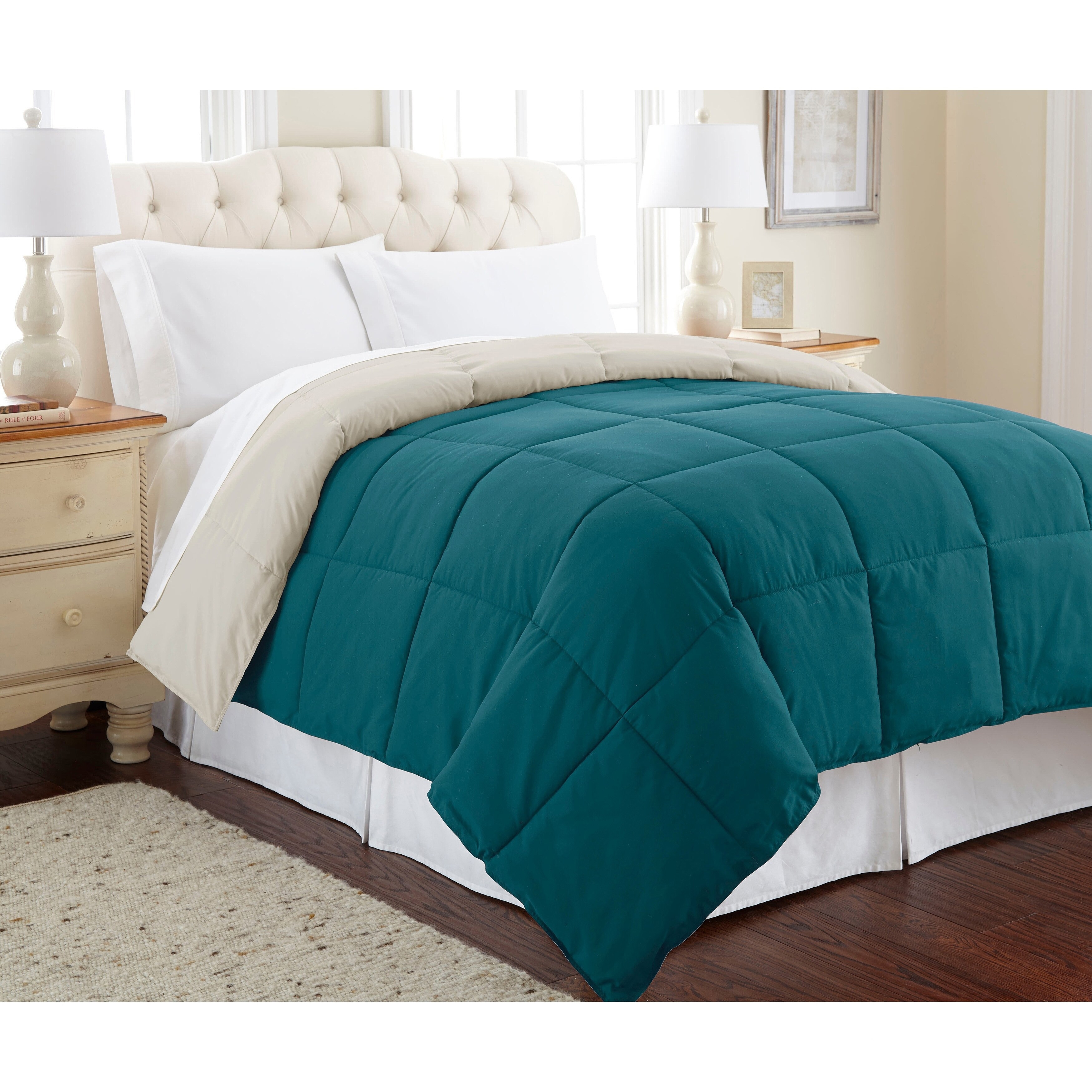 Full//Queen, Grey Devon Bedding Collection Modern Reversible Luxury Ultra Soft Comforter Design for Home Hotel D/écor Refinery29 All Season Premium 4 Piece Set